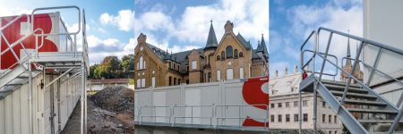 Strabag TLC schody kontenerowe w hotelu the Bridge, Ostrów Tumski Wrocław